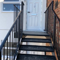 An image of a metal fire escape staircase we fabricated